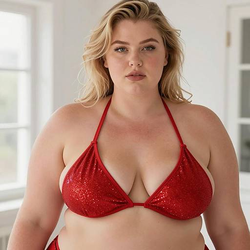Confident Plus-Sized Model in Bikini