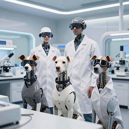 Humanoid Dogs in Sci-Fi Lab