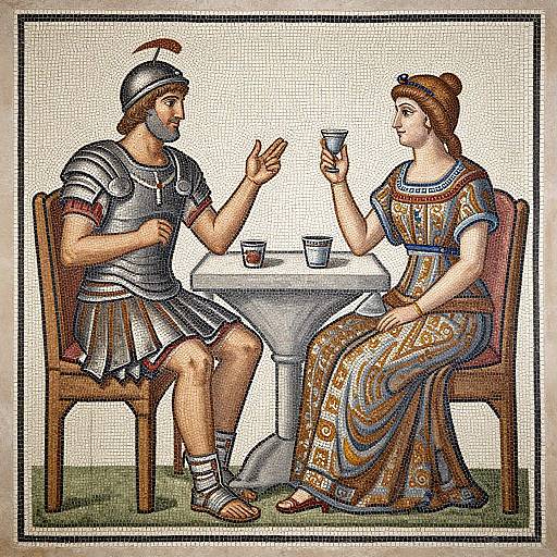 Roman Mosaic of Soldier and Woman