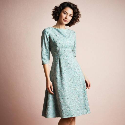 Elegant Pastel Mid-Century Dress Portrait
