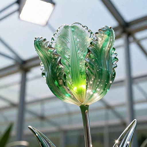 Macro Close-Up of Emerald Glass Tulip