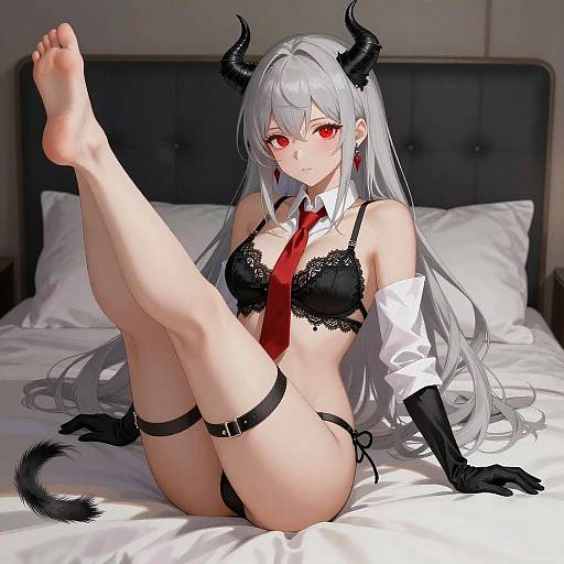 Seductive Demon Girl in Anime Style