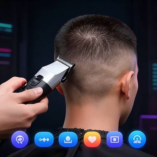 Cyberpunk Buzz Cut Simulator Visualization