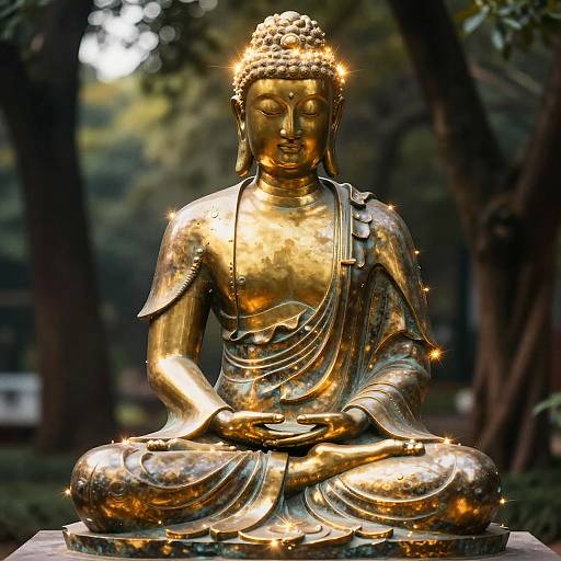 Ethereal Golden Bronze Seated Serenity
