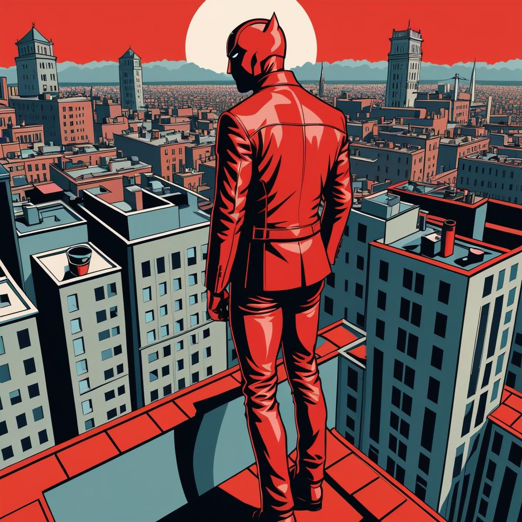 Daredevil in M.C. Escher Style Rooftop