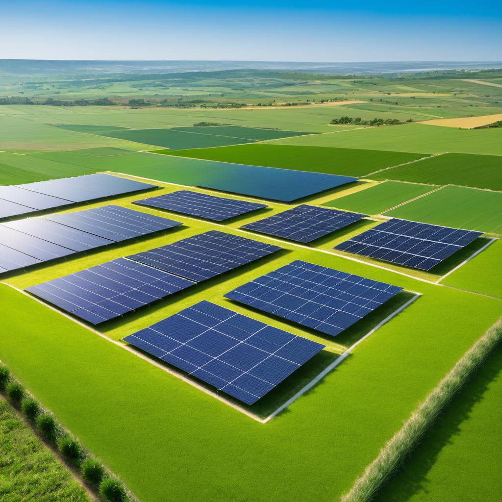 Solar Panel Landscape Under Clear Skies