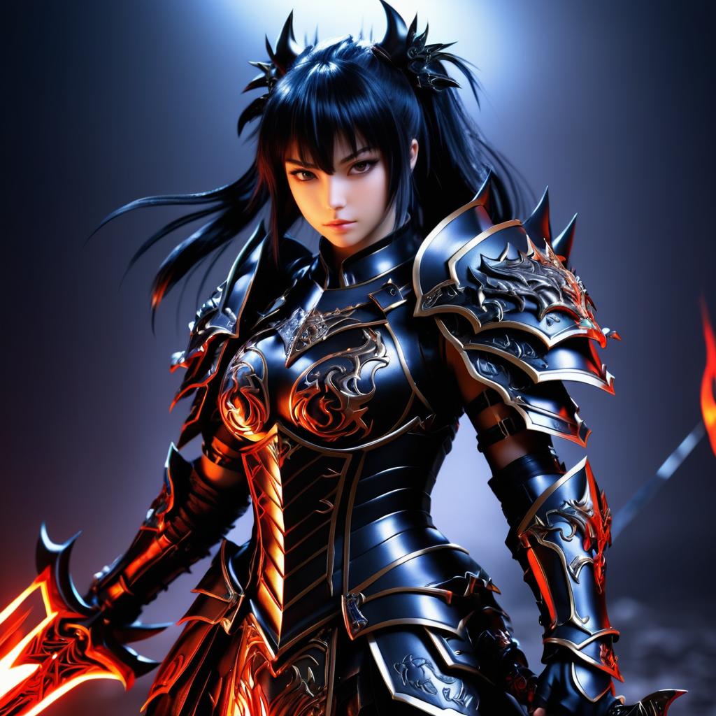 Fierce Demon Warrior in Battle Armor