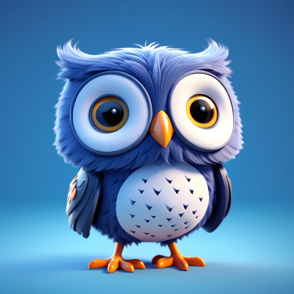 Charming Pixar-Style Cute Owl Illustration