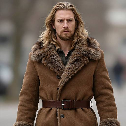 Blonde Man in Fur Collar Coat