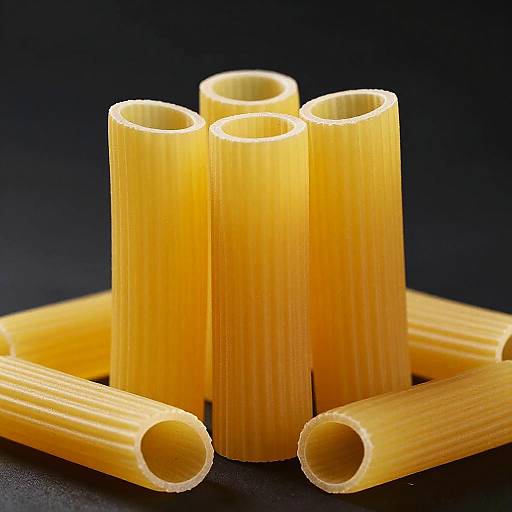 Yellow Pasta Tubes on Black Background