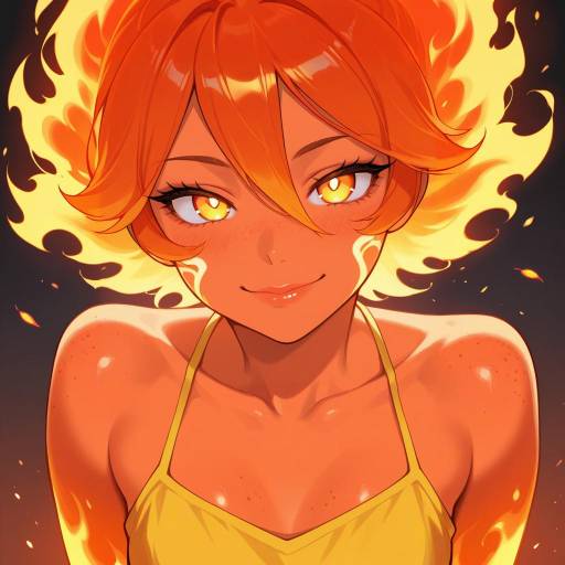 Fiery Phoenix: A Striking Humanoid Portrait Fiery Phoenix: A Striking Humanoid Portrait