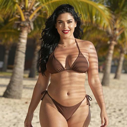 Confident Curvy Woman on Sunny Beach