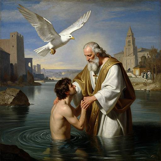 Elderly Prophet Baptizing in River
