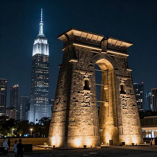 Glowing Babylon Iconic Landmarks at Night