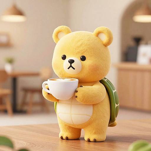 Whimsical Turtle with Cappuccino