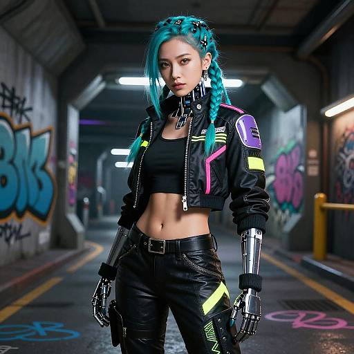 Cyberpunk Petite Female Street Racer