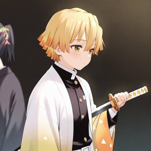 Illustration of Agatsuma zenitsu, kimetsu no yaiba in the style of Sakieko