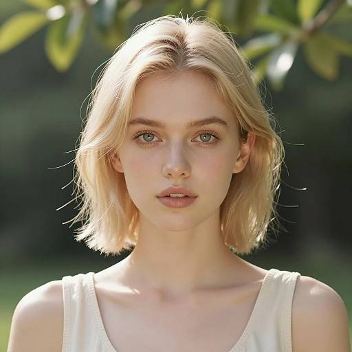 Close-Up Portrait of Young Blonde Woman Outdoors