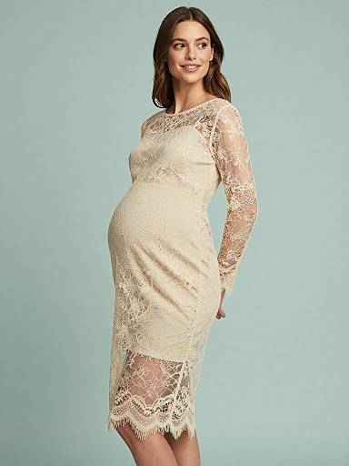 Champagne Lace Maternity Couture Portrait