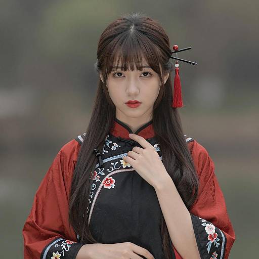 Elegant Asian Woman in Traditional Attire