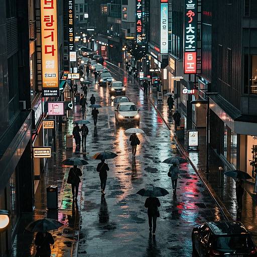 Rainy Neon Cityscape Nightview