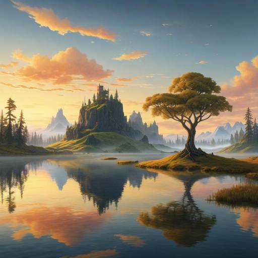 Tranquil Floating Islands at Golden Hour