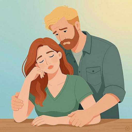 Man Comforting Woman Illustration