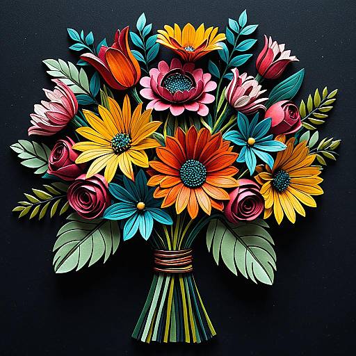 Leather Flower Bouquet with Vibrant Colors