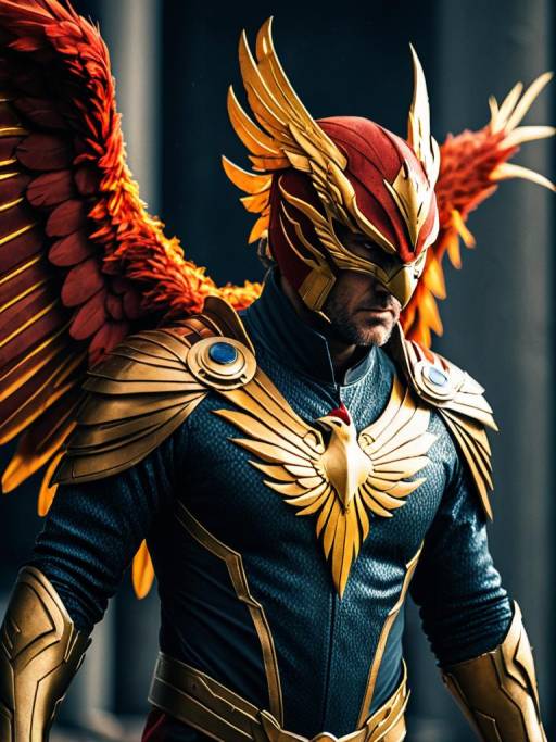 Man in Phoenix Costume with Golden Wings