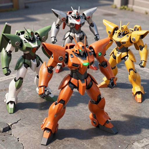 Epic Mecha Combat in a Dystopian Scene