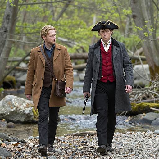 Two Men Adventuring in a Forest