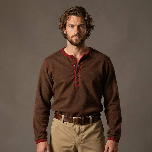 Man in Brown Medieval Style Shirt