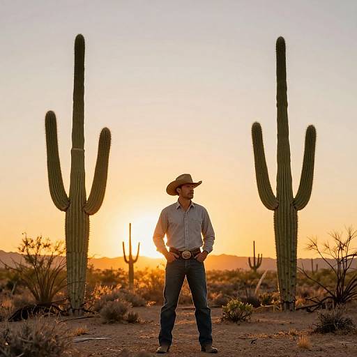 Confident Cowboy in Vibrant Desert