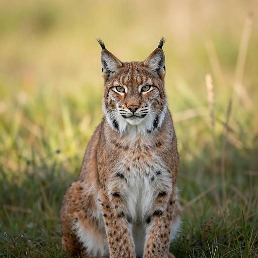 Sunlit Tufted Lynx in Meadow