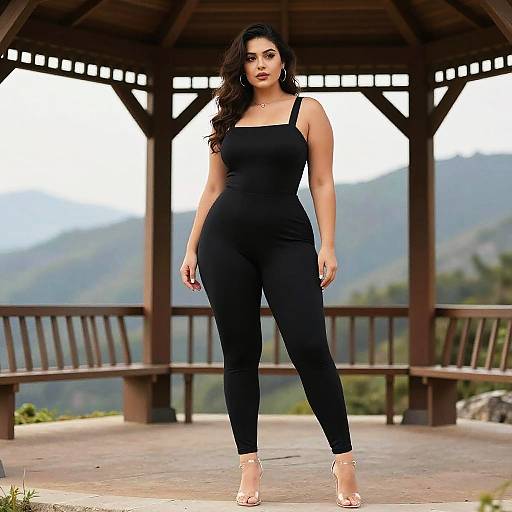 Plus-Size Model in Minimalist Jumpsuit