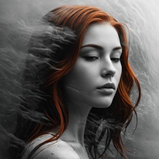 Auburn-Haired Woman in Foggy Atmosphere