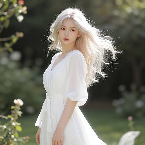 Elegant Woman with Platinum Blonde Hair