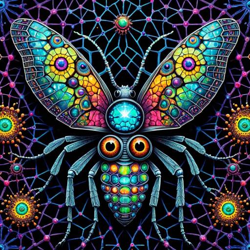 Psychedelic Gem-Encrusted Insect with Lattice Network