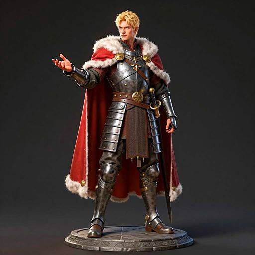 Intense Male Warrior in Red Cloak
