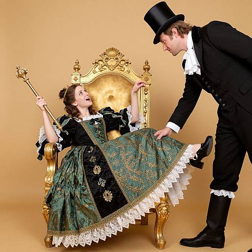 Regal Woman on Gold Throne