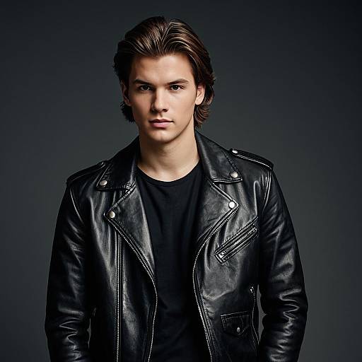 Handsome Young Man in Leather Jacket