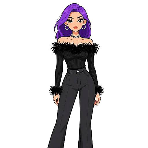 Chic Woman in Off-Shoulder Outfit