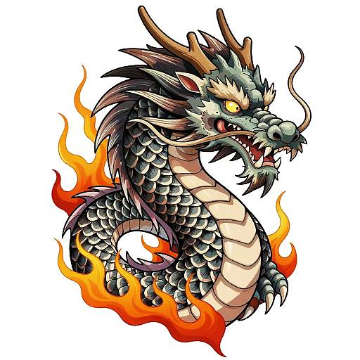 Mythical Dragon Anime Neck Tattoo