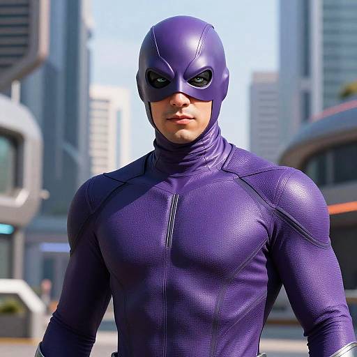 Futuristic Purple Superhero Portrait
