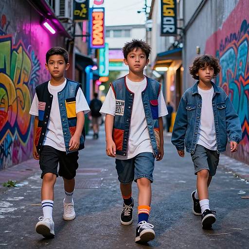 Boys' Trendy Streetwear in Neon Alley