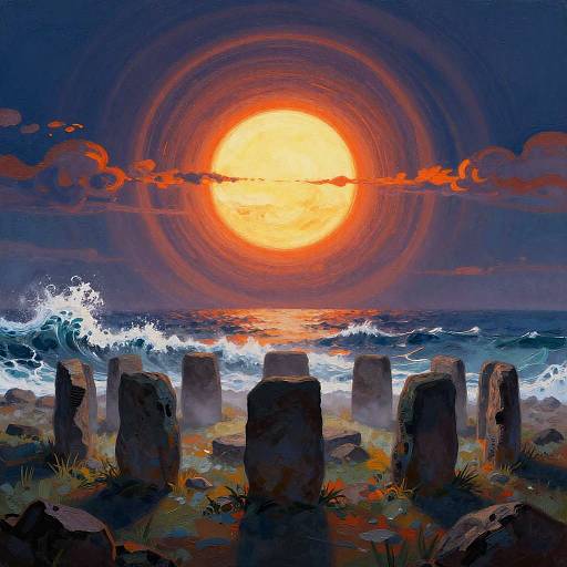 Surreal Foggy Ancient Stone Circle