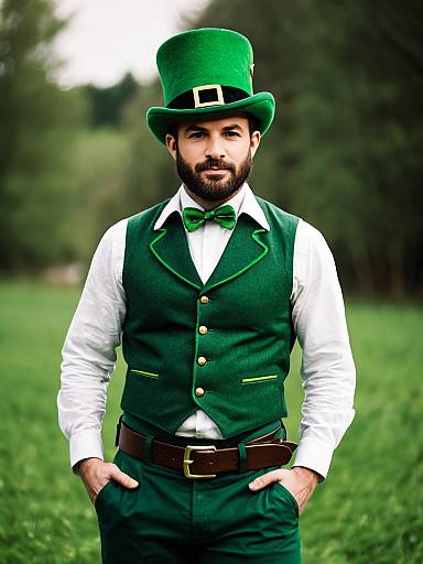 Man Wearing Leprechaun Costume Outdoors