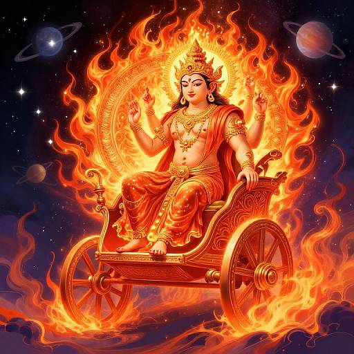 Surya's Cosmic Fiery Chariot Portrait