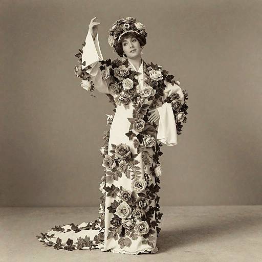 Floral Opera Singer in Vintage Sepia