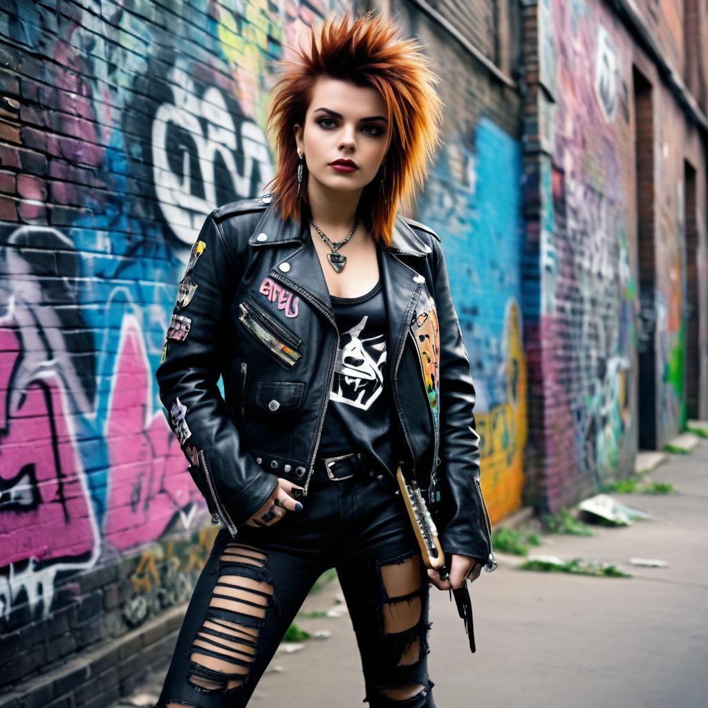 1970s Punk Rocker in Urban Alleyway